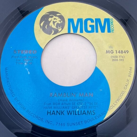 Hank Williams Ramblin Man / Why Dont You Love Me 45 Country MGM 14849 - Picture 1 of 6